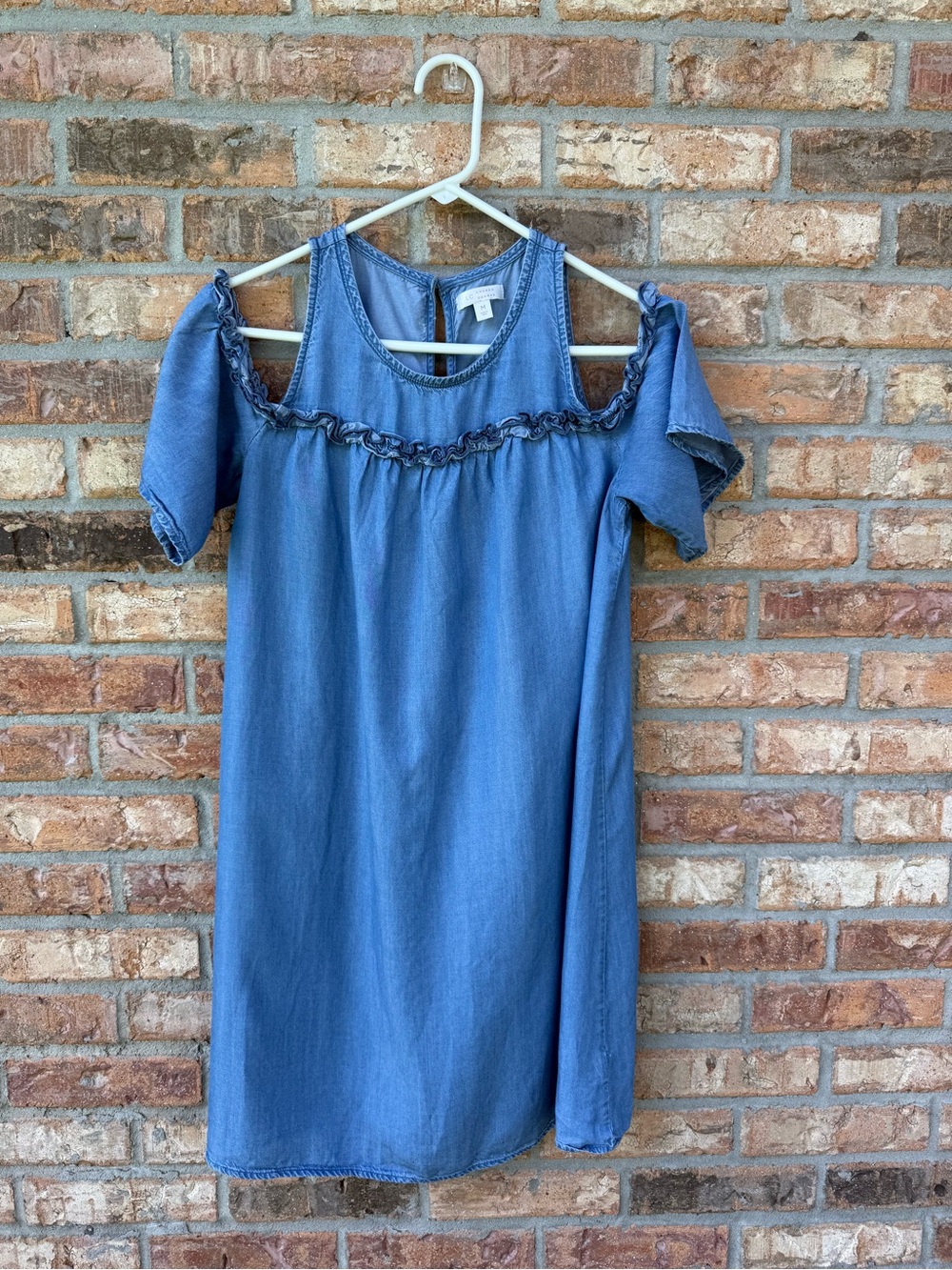 LC Lauren Conrad Blue Cold-Shoulder Ruffle Mini Dress